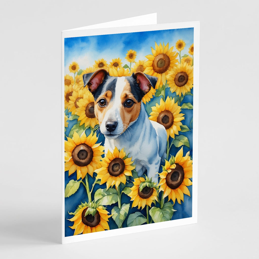 Jack Russell Terrier in Sunflowers Greeting Cards Pack of 8 Blank Cards with Envelopes Whimsical A7 Size 5x7