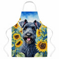 Kerry Blue Terrier in Sunflowers Apron Cooking Kitchen Server Baking Crafts Gardening for Adult Women Men, Unisex, Large, Multicolor