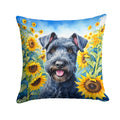 Kerry Blue Terrier in Sunflowers Decorative Throw Pillow 18x18 Indoor Outdoor Accent Cushion, Fabric Cover with Insert for Sofa, Bed, Porch & Living Room