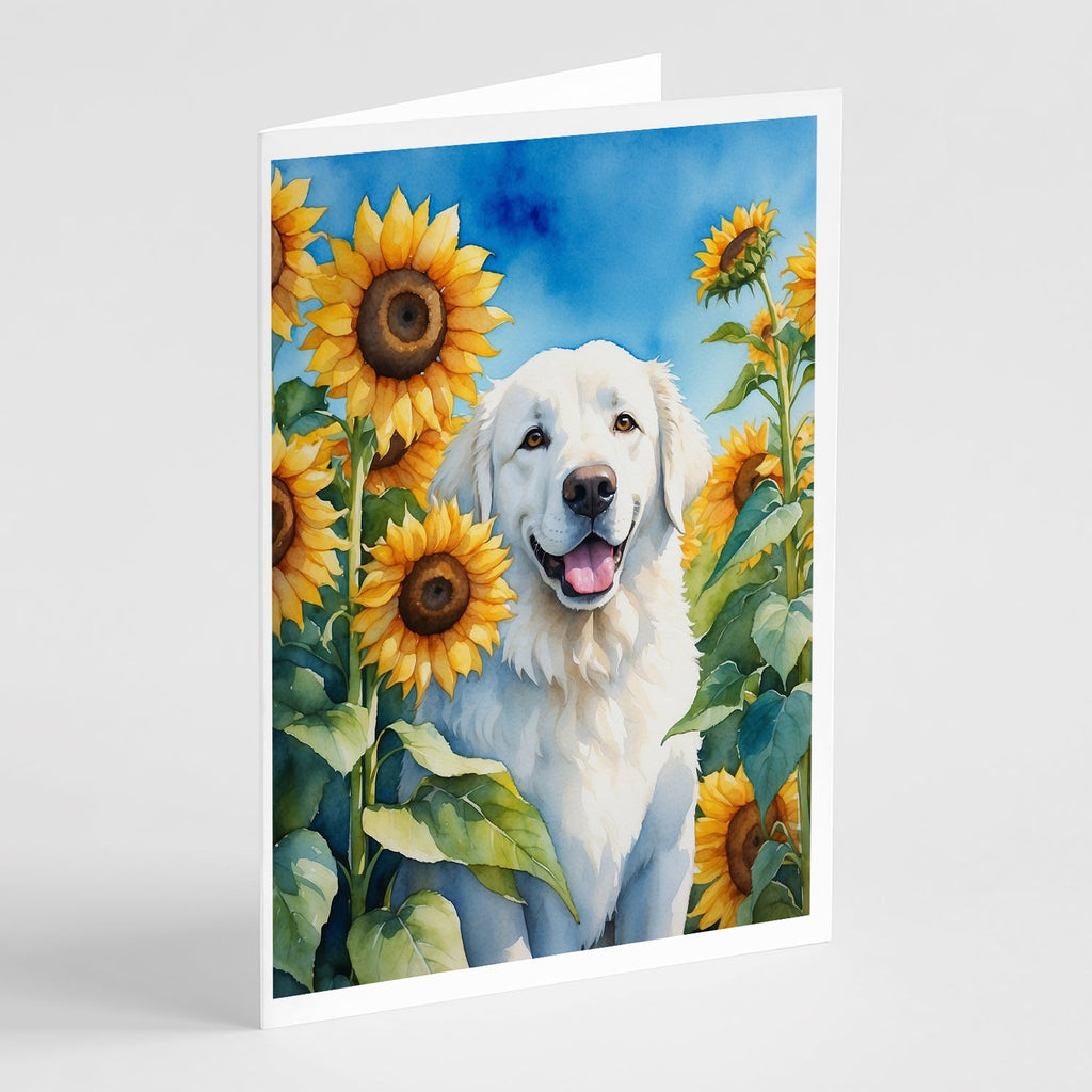 Kuvasz in Sunflowers Greeting Cards Pack of 8 Blank Cards with Envelopes Whimsical A7 Size 5x7