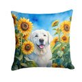 Kuvasz in Sunflowers Decorative Throw Pillow 18x18 Indoor Outdoor Accent Cushion, Fabric Cover with Insert for Sofa, Bed, Porch & Living Room