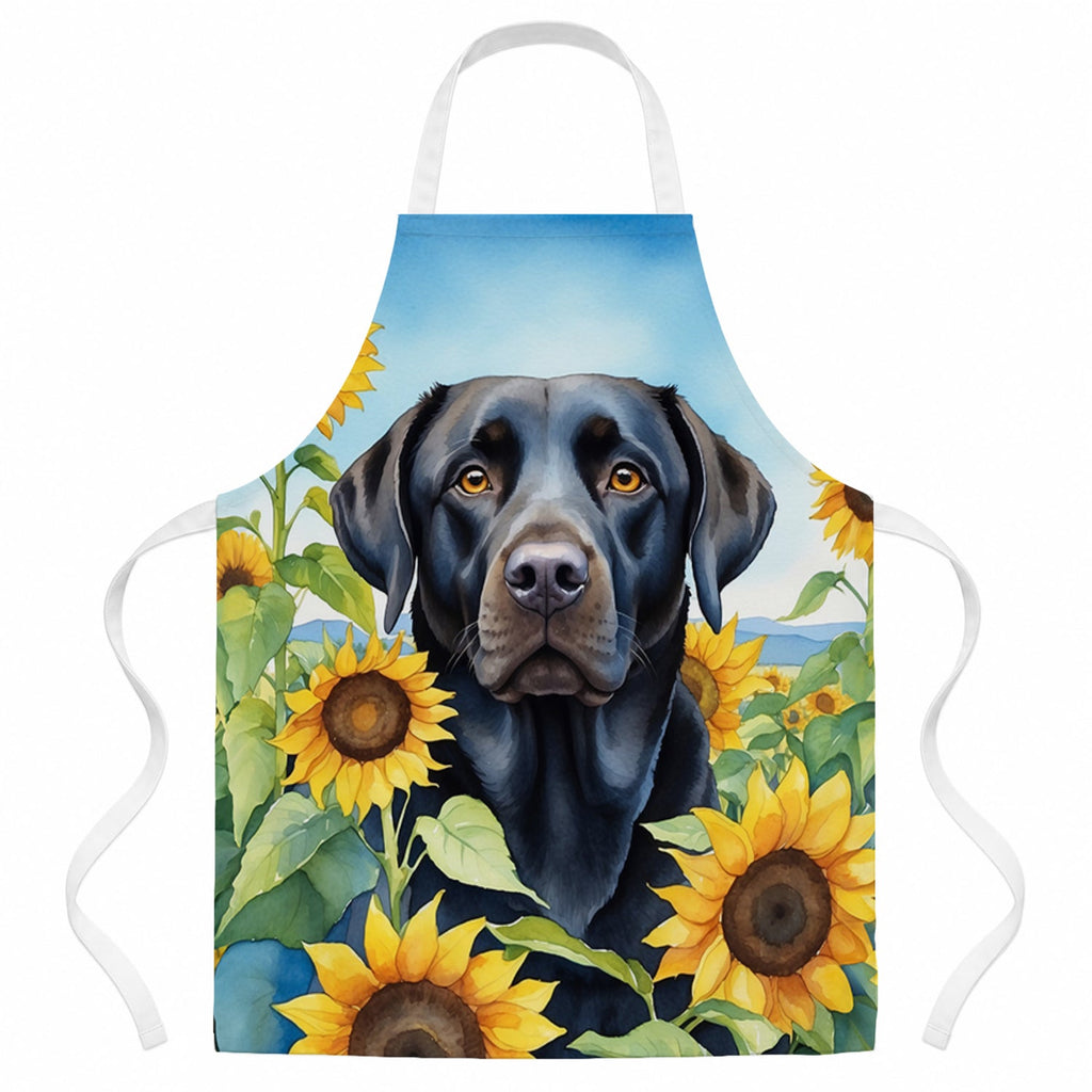 Labrador Retriever in Sunflowers Apron Cooking Kitchen Server Baking Crafts Gardening for Adult Women Men, Unisex, Large, Multicolor
