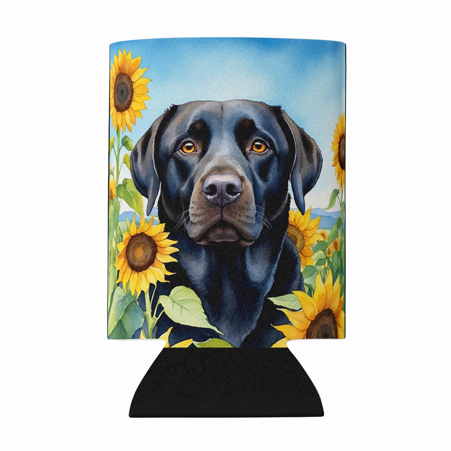 Labrador Retriever in Sunflowers Can or Bottle Hugger Cooler Sleeve for Standard 12 oz Cans, Insulated Foam Beer & Soda Can Hugger Reusable