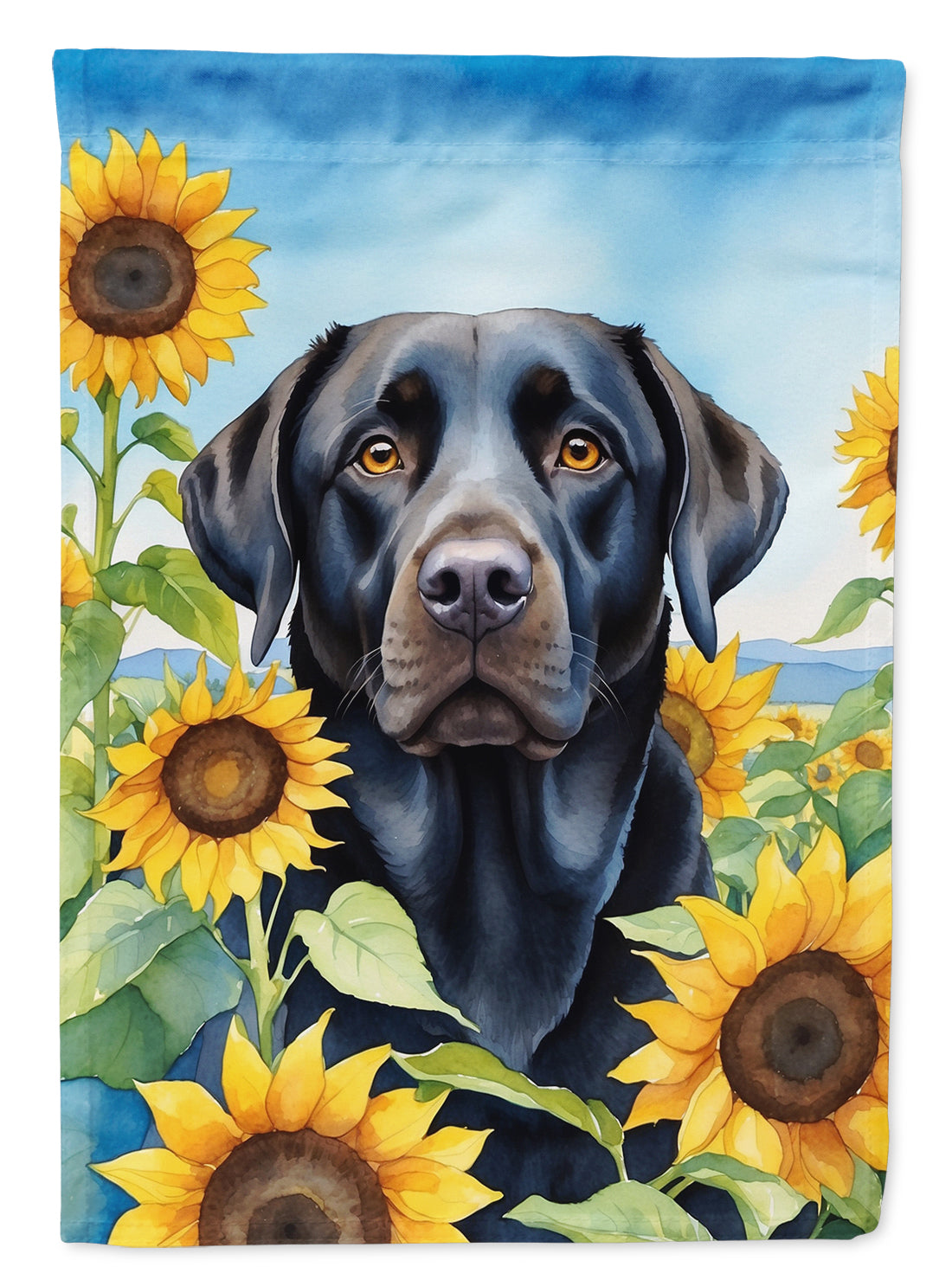 Labrador Retriever in Sunflowers House Flag 28x40 Porch Sleeve Pole Decorative Outside Yard Banner Artwork Wall Hanging, Polyester