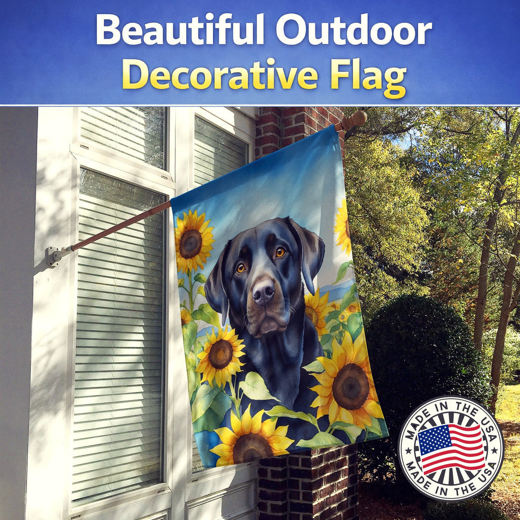 Labrador Retriever in Sunflowers House Flag 28x40 Porch Sleeve Pole Decorative Outside Yard Banner Artwork Wall Hanging, Polyester