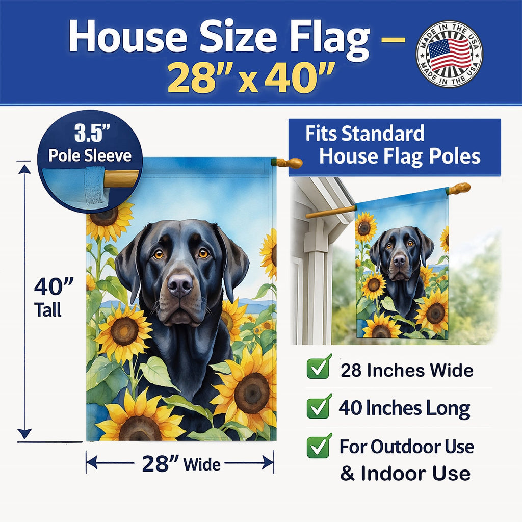 Labrador Retriever in Sunflowers House Flag 28x40 Porch Sleeve Pole Decorative Outside Yard Banner Artwork Wall Hanging, Polyester