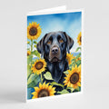 Labrador Retriever in Sunflowers Greeting Cards Pack of 8 Blank Cards with Envelopes Whimsical A7 Size 5x7