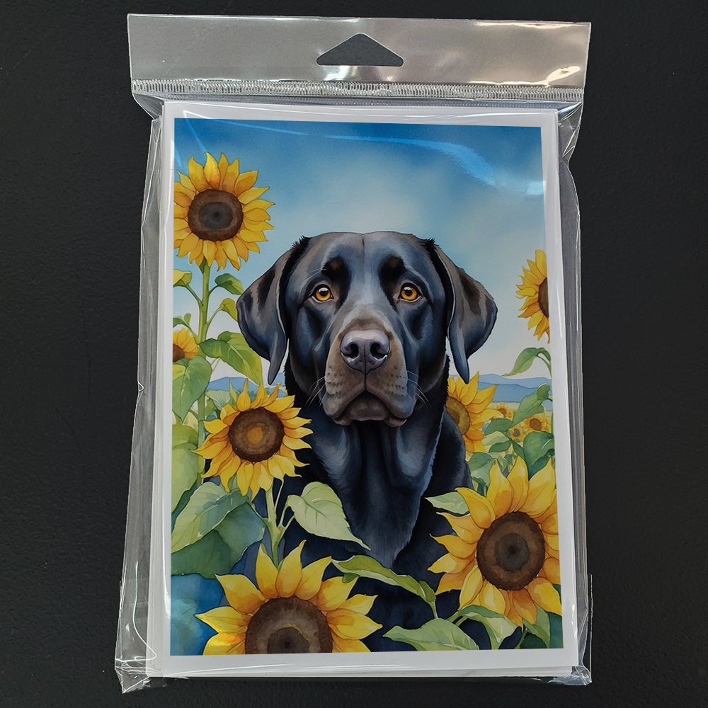 Labrador Retriever in Sunflowers Greeting Cards Pack of 8 Blank Cards with Envelopes Whimsical A7 Size 5x7