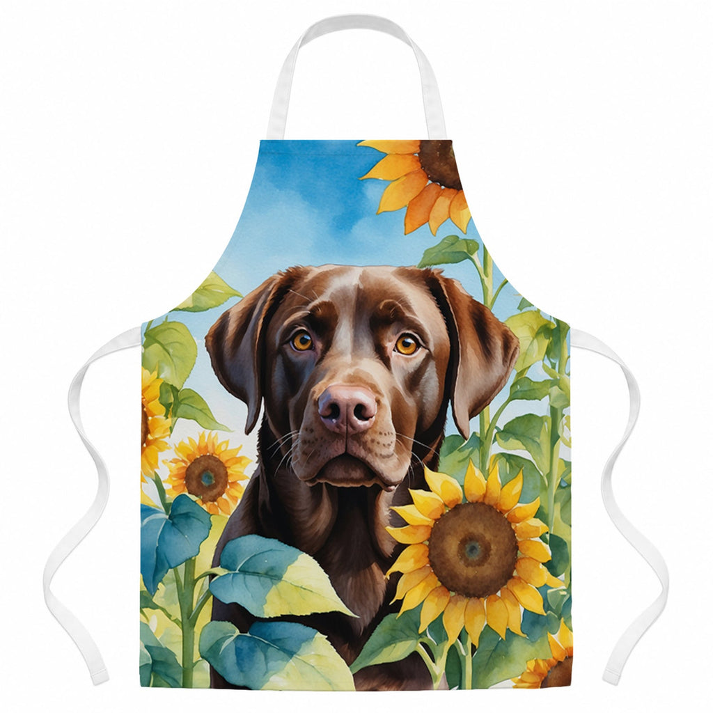 Labrador Retriever in Sunflowers Apron Cooking Kitchen Server Baking Crafts Gardening for Adult Women Men, Unisex, Large, Multicolor