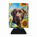 Labrador Retriever in Sunflowers Can or Bottle Hugger Cooler Sleeve for Standard 12 oz Cans, Insulated Foam Beer & Soda Can Hugger Reusable