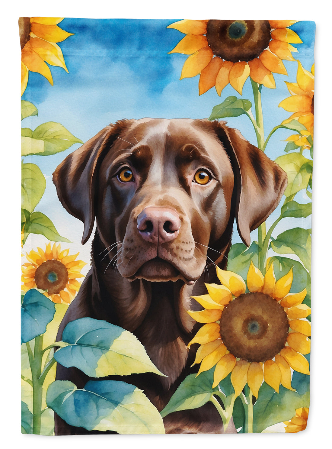 Labrador Retriever in Sunflowers House Flag 28x40 Porch Sleeve Pole Decorative Outside Yard Banner Artwork Wall Hanging, Polyester