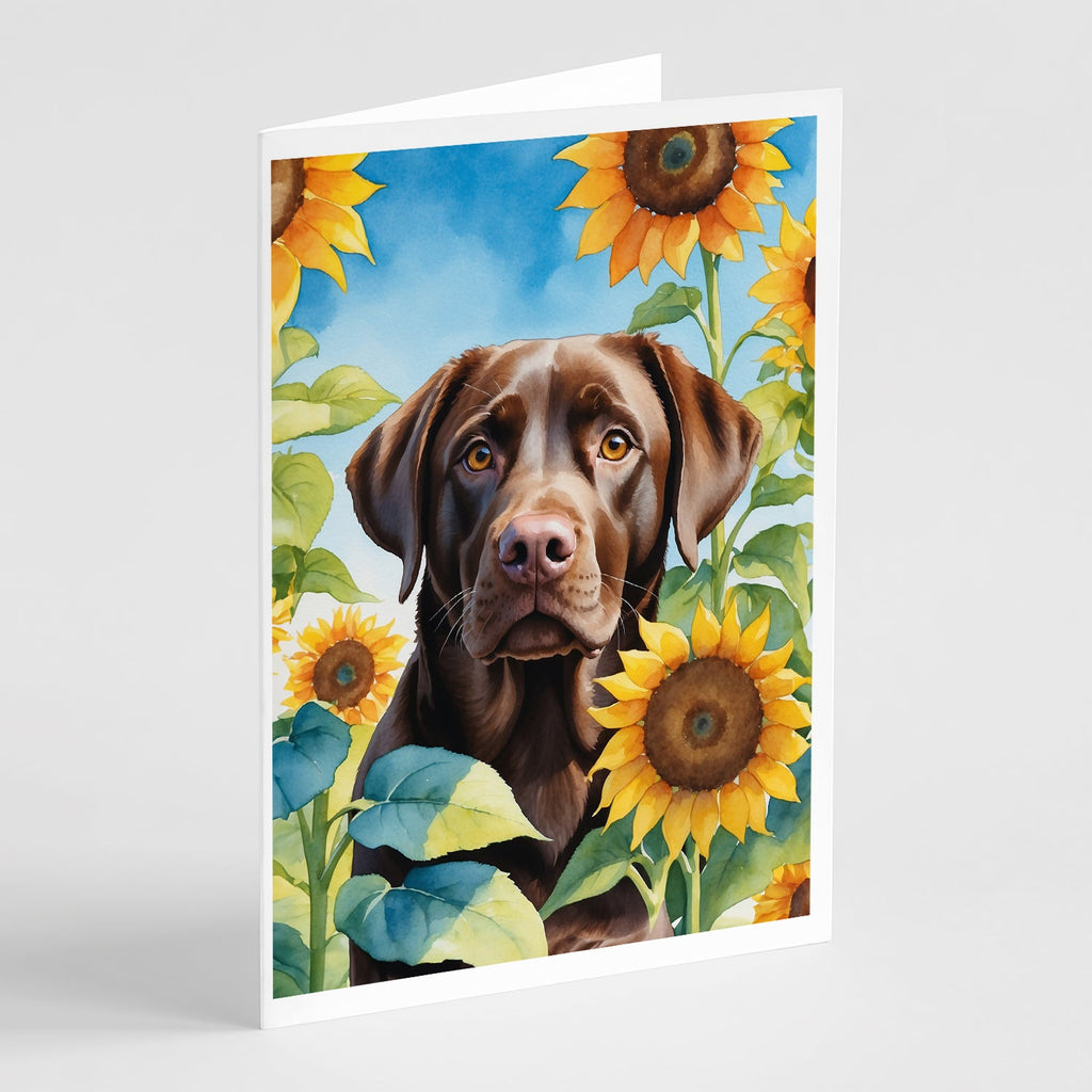 Labrador Retriever in Sunflowers Greeting Cards Pack of 8 Blank Cards with Envelopes Whimsical A7 Size 5x7