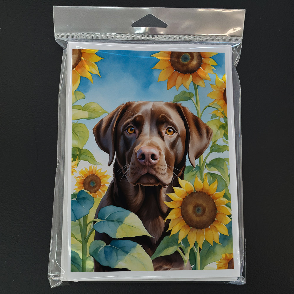 Labrador Retriever in Sunflowers Greeting Cards Pack of 8 Blank Cards with Envelopes Whimsical A7 Size 5x7