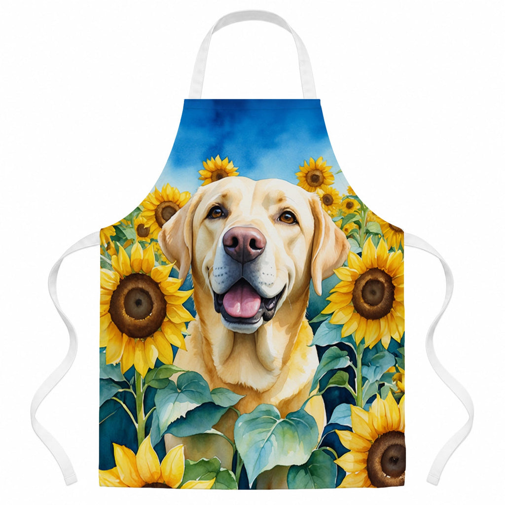 Labrador Retriever in Sunflowers Apron Cooking Kitchen Server Baking Crafts Gardening for Adult Women Men, Unisex, Large, Multicolor