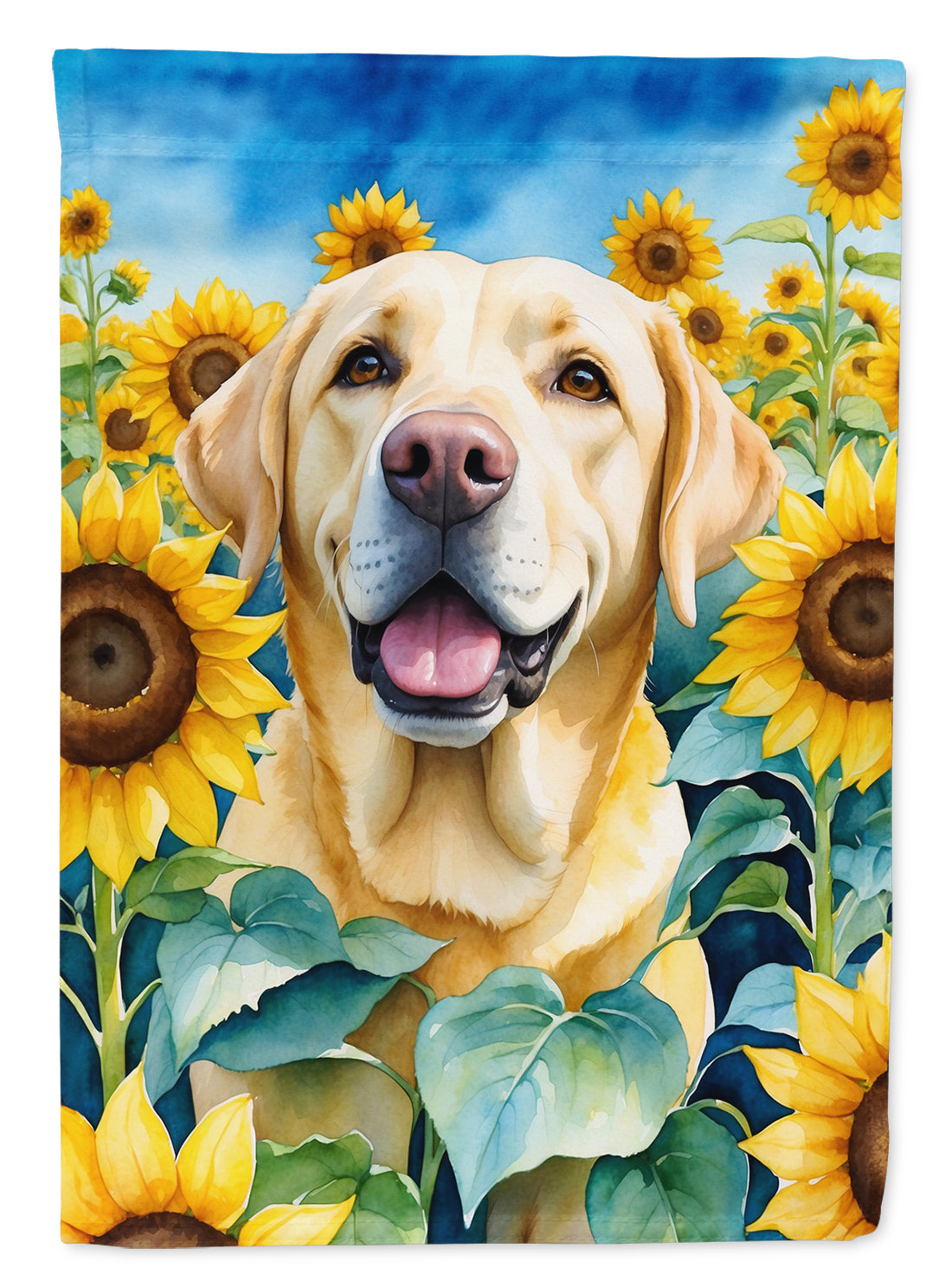Labrador Retriever in Sunflowers House Flag 28x40 Porch Sleeve Pole Decorative Outside Yard Banner Artwork Wall Hanging, Polyester