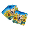 Labrador Retriever in Sunflowers Foam Coasters Set of 4 Cup Coasters for Indoor Outdoor, Tabletop Protection, Anti Slip, Mouse pad Material