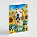 Labrador Retriever in Sunflowers Greeting Cards Pack of 8 Blank Cards with Envelopes Whimsical A7 Size 5x7