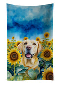 Labrador Retriever in Sunflowers Kitchen Towel Velour Plush Front and Cotton Loop Back Machine Washable