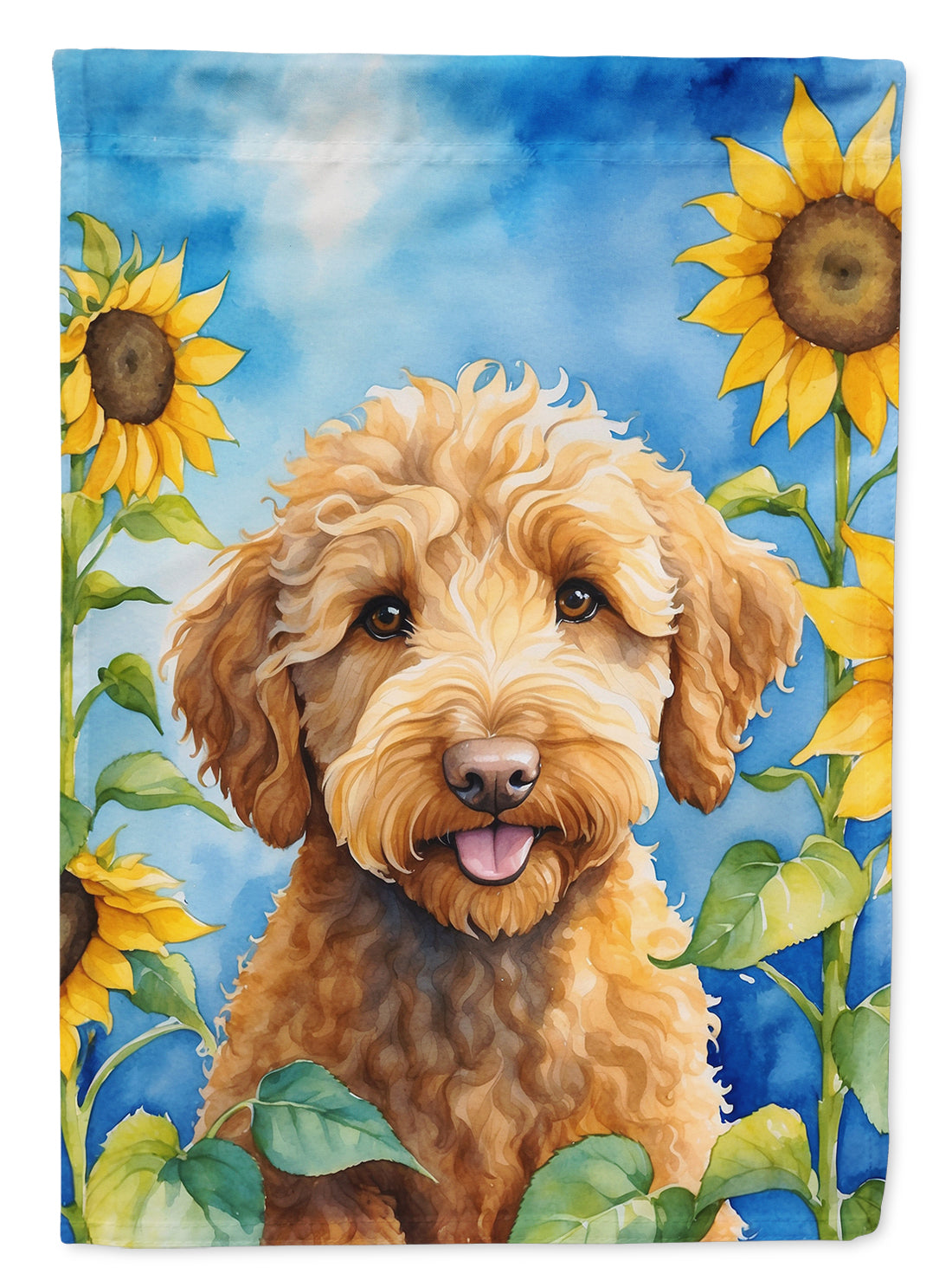 Labradoodle in Sunflowers House Flag 28x40 Porch Sleeve Pole Decorative Outside Yard Banner Artwork Wall Hanging, Polyester