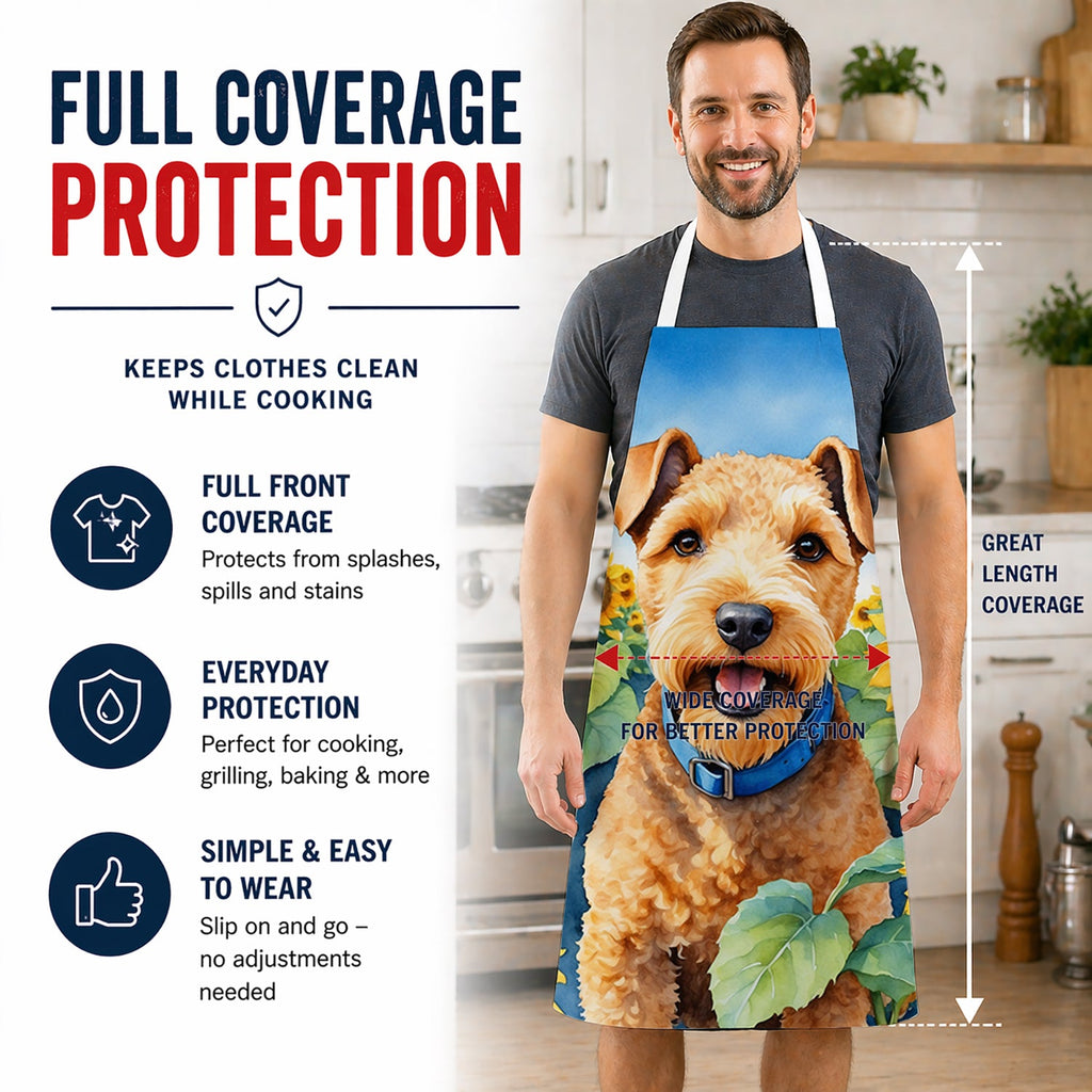 Lakeland Terrier in Sunflowers Apron Cooking Kitchen Server Baking Crafts Gardening for Adult Women Men, Unisex, Large, Multicolor