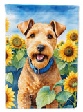 Lakeland Terrier in Sunflowers House Flag 28x40 Porch Sleeve Pole Decorative Outside Yard Banner Artwork Wall Hanging, Polyester