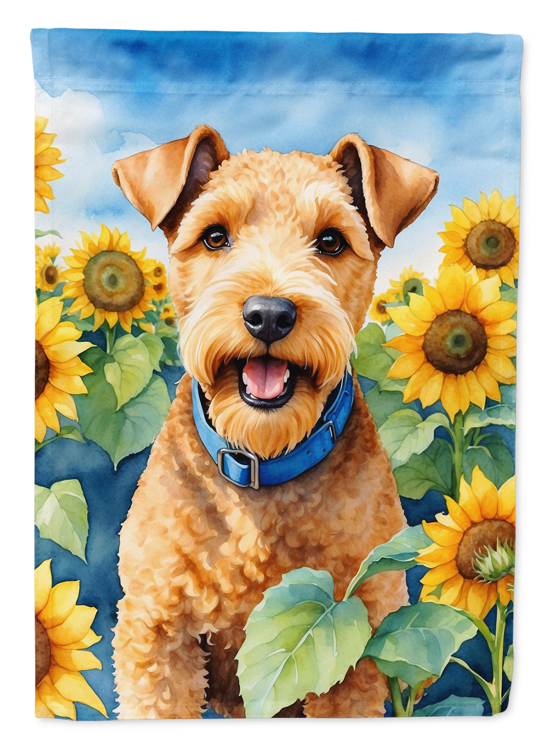 Lakeland Terrier in Sunflowers House Flag 28x40 Porch Sleeve Pole Decorative Outside Yard Banner Artwork Wall Hanging, Polyester