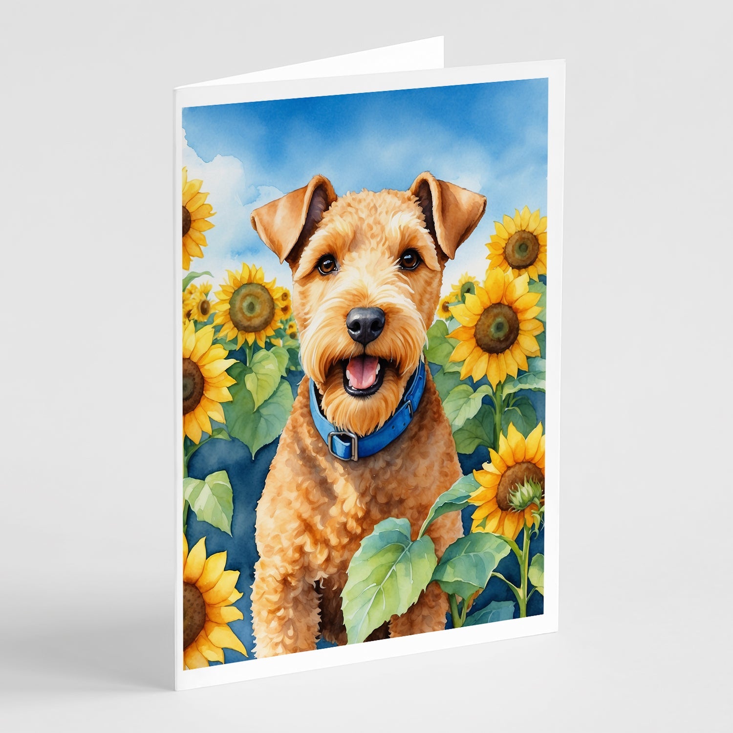 Lakeland Terrier in Sunflowers Greeting Cards Pack of 8 Blank Cards with Envelopes Whimsical A7 Size 5x7