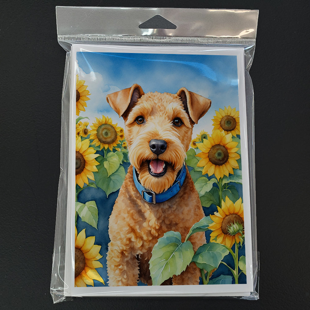 Lakeland Terrier in Sunflowers Greeting Cards Pack of 8 Blank Cards with Envelopes Whimsical A7 Size 5x7