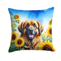Leonberger in Sunflowers Decorative Throw Pillow 14x14 Indoor Outdoor Accent Cushion, Fabric Cover with Insert for Sofa, Bed, Porch & Living Room