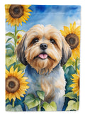 Lhasa Apso in Sunflowers House Flag 28x40 Porch Sleeve Pole Decorative Outside Yard Banner Artwork Wall Hanging, Polyester
