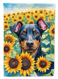 Manchester Terrier in Sunflowers House Flag 28x40 Porch Sleeve Pole Decorative Outside Yard Banner Artwork Wall Hanging, Polyester