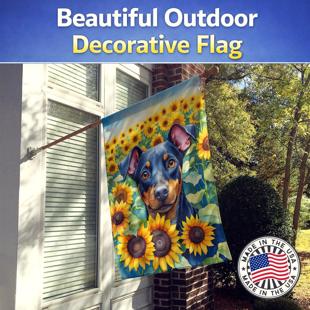 Manchester Terrier in Sunflowers House Flag 28x40 Porch Sleeve Pole Decorative Outside Yard Banner Artwork Wall Hanging, Polyester