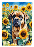 Mastiff in Sunflowers House Flag 28x40 Porch Sleeve Pole Decorative Outside Yard Banner Artwork Wall Hanging, Polyester