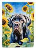 Neapolitan Mastiff in Sunflowers House Flag 28x40 Porch Sleeve Pole Decorative Outside Yard Banner Artwork Wall Hanging, Polyester