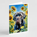 Neapolitan Mastiff in Sunflowers Greeting Cards Pack of 8 Blank Cards with Envelopes Whimsical A7 Size 5x7