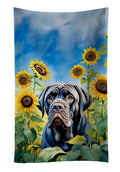 Neapolitan Mastiff in Sunflowers Kitchen Towel Velour Plush Front and Cotton Loop Back Machine Washable