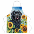 Newfoundland in Sunflowers Apron Cooking Kitchen Server Baking Crafts Gardening for Adult Women Men, Unisex, Large, Multicolor