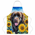 Newfoundland in Sunflowers Apron Cooking Kitchen Server Baking Crafts Gardening for Adult Women Men, Unisex, Large, Multicolor
