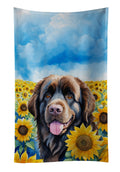 Newfoundland in Sunflowers Kitchen Towel Velour Plush Front and Cotton Loop Back Machine Washable