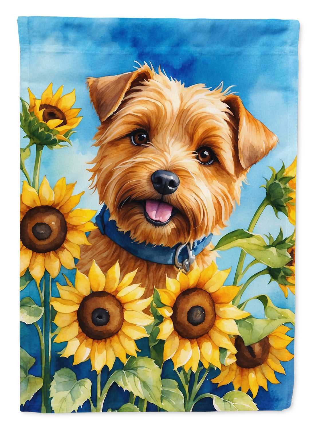 Norfolk Terrier in Sunflowers House Flag 28x40 Porch Sleeve Pole Decorative Outside Yard Banner Artwork Wall Hanging, Polyester