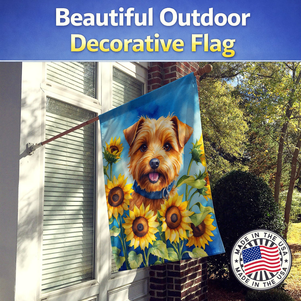 Norfolk Terrier in Sunflowers House Flag 28x40 Porch Sleeve Pole Decorative Outside Yard Banner Artwork Wall Hanging, Polyester