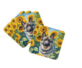 Norwegian Elkhound in Sunflowers Foam Coasters Set of 4 Cup Coasters for Indoor Outdoor, Tabletop Protection, Anti Slip, Mouse pad Material