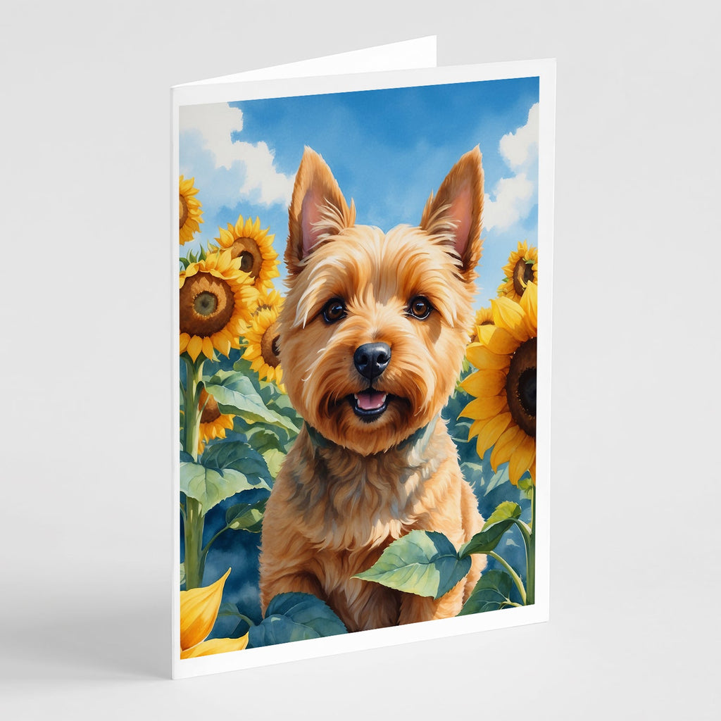 Norwich Terrier in Sunflowers Greeting Cards Pack of 8 Blank Cards with Envelopes Whimsical A7 Size 5x7