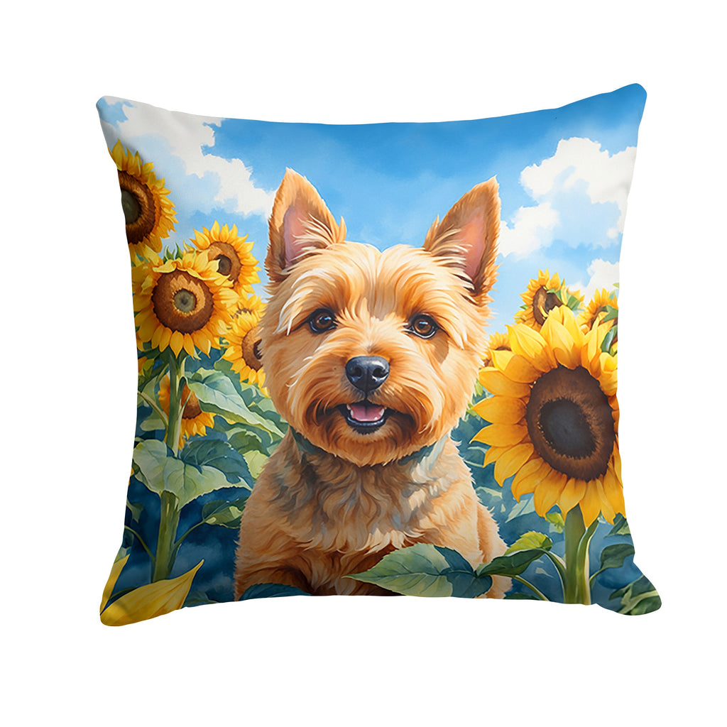 Norwich Terrier in Sunflowers Decorative Throw Pillow 18x18 Indoor Outdoor Accent Cushion, Fabric Cover with Insert for Sofa, Bed, Porch & Living Room