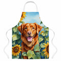 Nova Scotia Duck Toller in Sunflowers Apron Cooking Kitchen Server Baking Crafts Gardening for Adult Women Men, Unisex, Large, Multicolor