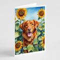 Nova Scotia Duck Toller in Sunflowers Greeting Cards Pack of 8 Blank Cards with Envelopes Whimsical A7 Size 5x7