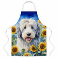 Old English Sheepdog in Sunflowers Apron Cooking Kitchen Server Baking Crafts Gardening for Adult Women Men, Unisex, Large, Multicolor