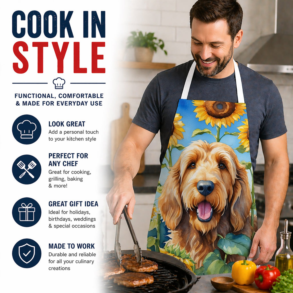 Otterhound in Sunflowers Apron Cooking Kitchen Server Baking Crafts Gardening for Adult Women Men, Unisex, Large, Multicolor
