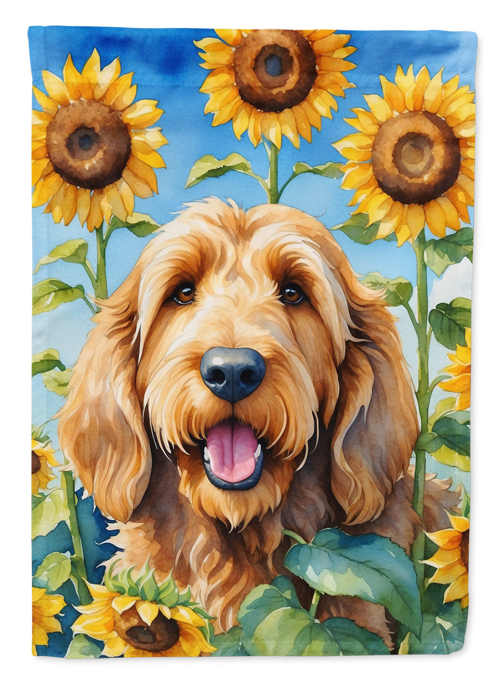 Otterhound in Sunflowers House Flag 28x40 Porch Sleeve Pole Decorative Outside Yard Banner Artwork Wall Hanging, Polyester