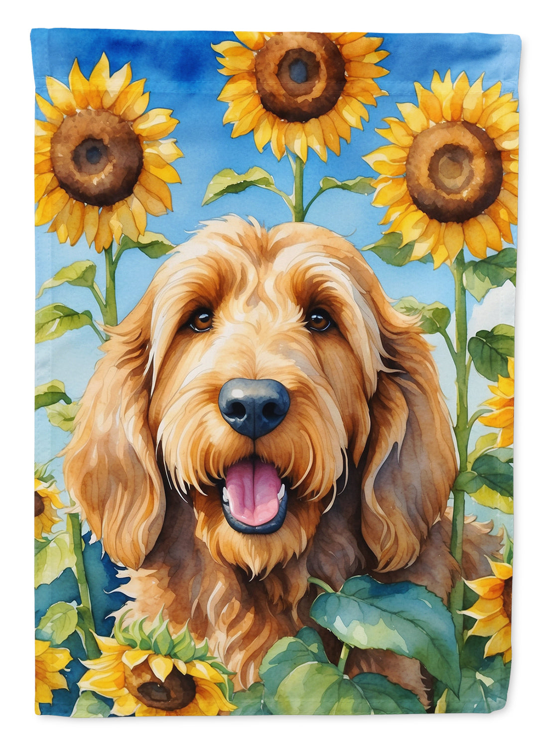 Otterhound in Sunflowers House Flag 28x40 Porch Sleeve Pole Decorative Outside Yard Banner Artwork Wall Hanging, Polyester